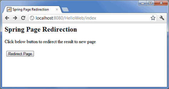 Spring Page Redirection Example